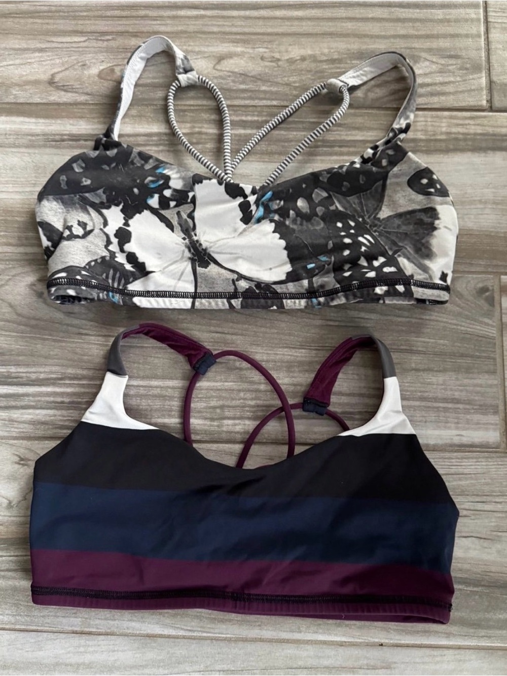 Lululemon free to be Sports bra stripes butterfly lot size 8